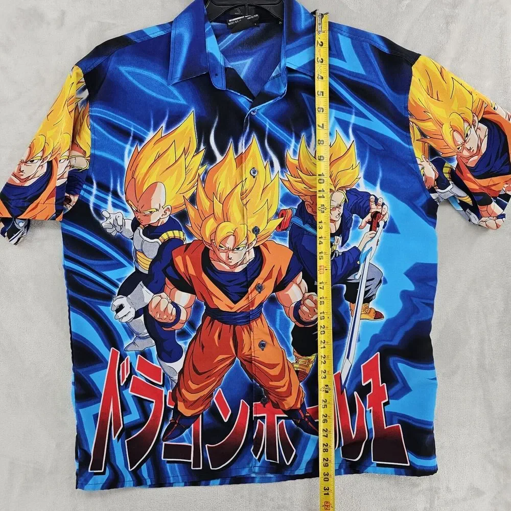 Dragon Ball Z Vintage‎ 2002 Medium Button up Goku Vegeta Jersey Shirt RARE!!